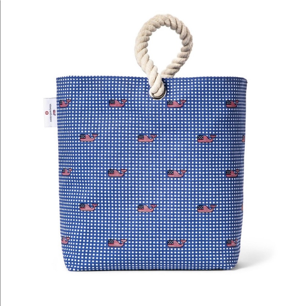 Vineyard Vines Wine Tote Flag Whale Gingham
